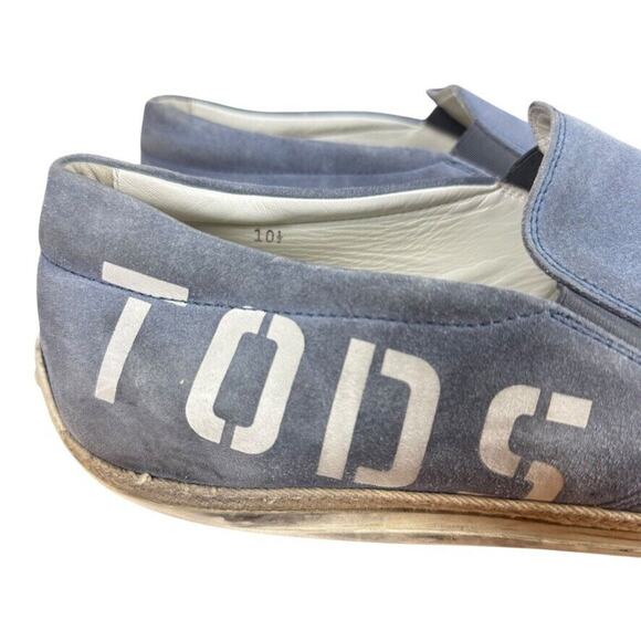 Tods Mens Blue Suede Spell Out Logo Espadrille Loafers Slip On Shoes sz 10.5 main image 12